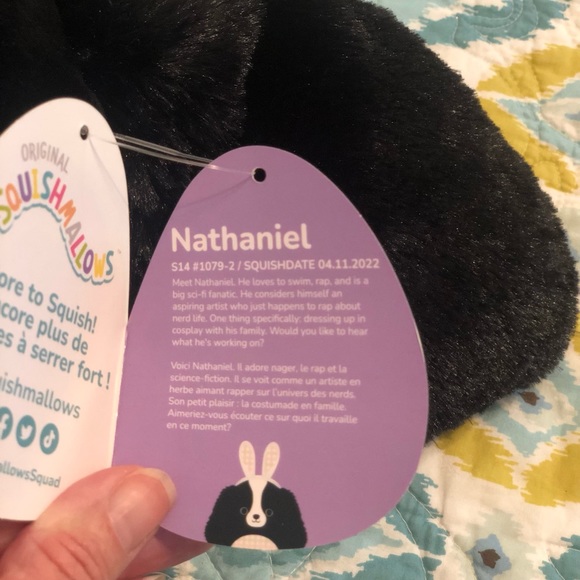 Easter Bunny Ears Nathaniel the Black Cocker 14” Squishmallow! - Picture 3 of 5